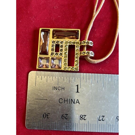 Authentic Swarovski Signed Swan Square Amber Crys… - image 6