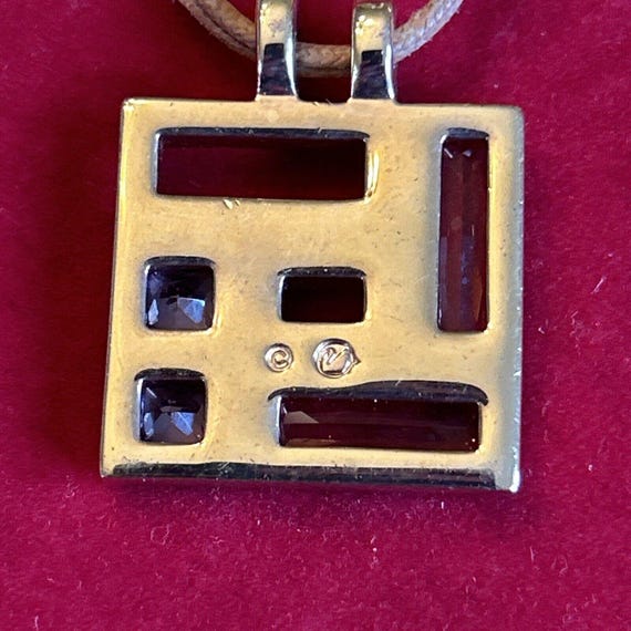 Authentic Swarovski Signed Swan Square Amber Crys… - image 8