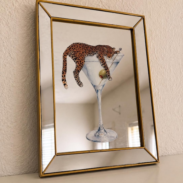 Leopard Wall Art Mirror | Handmade Cocktail Mirror
