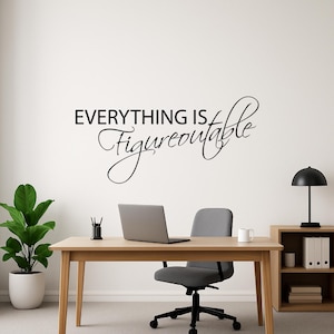 Motivational OFFICE Wall Quote Decal &quot;Everything is figureoutable&quot; - Vinyl Sticker for offices and work from home Spaces [004]