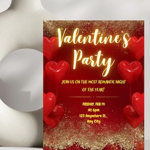 San Valentino, San Valentino, s, v, rosso, festa di San Valentino, biglietto d'invito, biglietto d'invito di San Valentino, rosso, oro, festa di San Valentino,