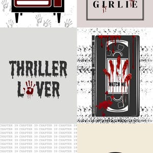 Psychologischer Thriller Kunstgalerie, Buch-Liebhaber-Wand-Dekor, 6 digitale Downloads