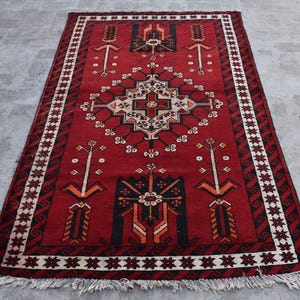 1960s Antique 4x6'7 Caucasian Rug/ Turkmen Tribal Rug 4x7 ft Collector's Piece Afghan Vintage Fine Pile Geometric Rug/ Handmade Oriental Rug