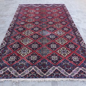 6x10 Large Antique Rug/ Geometric Turkmen Caucasian Rug/ Afghan Vintage Rug/ Hand Knotted Rug/ Oriental Rug/ Tribal Carpet/ Dining Table Rug