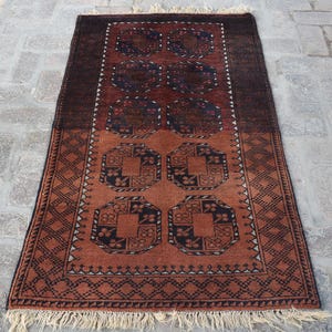 3 x 5&#39;4 Antique Rug, 1920s Collector&#39;s Rug, Turkmen Ersari Rug, Afghan Vintage Rug, Handmade Oriental Rug, Kitchen Rug, Bedroom Rug, 3x5 Rug