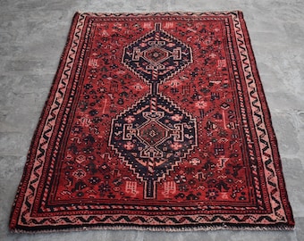 Alfombra antigua de 1,10 m x 1,52 m, alfombra tribal caucásica geométrica de los años 40, alfombra afgana vintage, alfombra oriental hecha a mano, alfombra de cocina, alfombra de dormitorio, alfombra de lana de 8,5 x 1,52 m