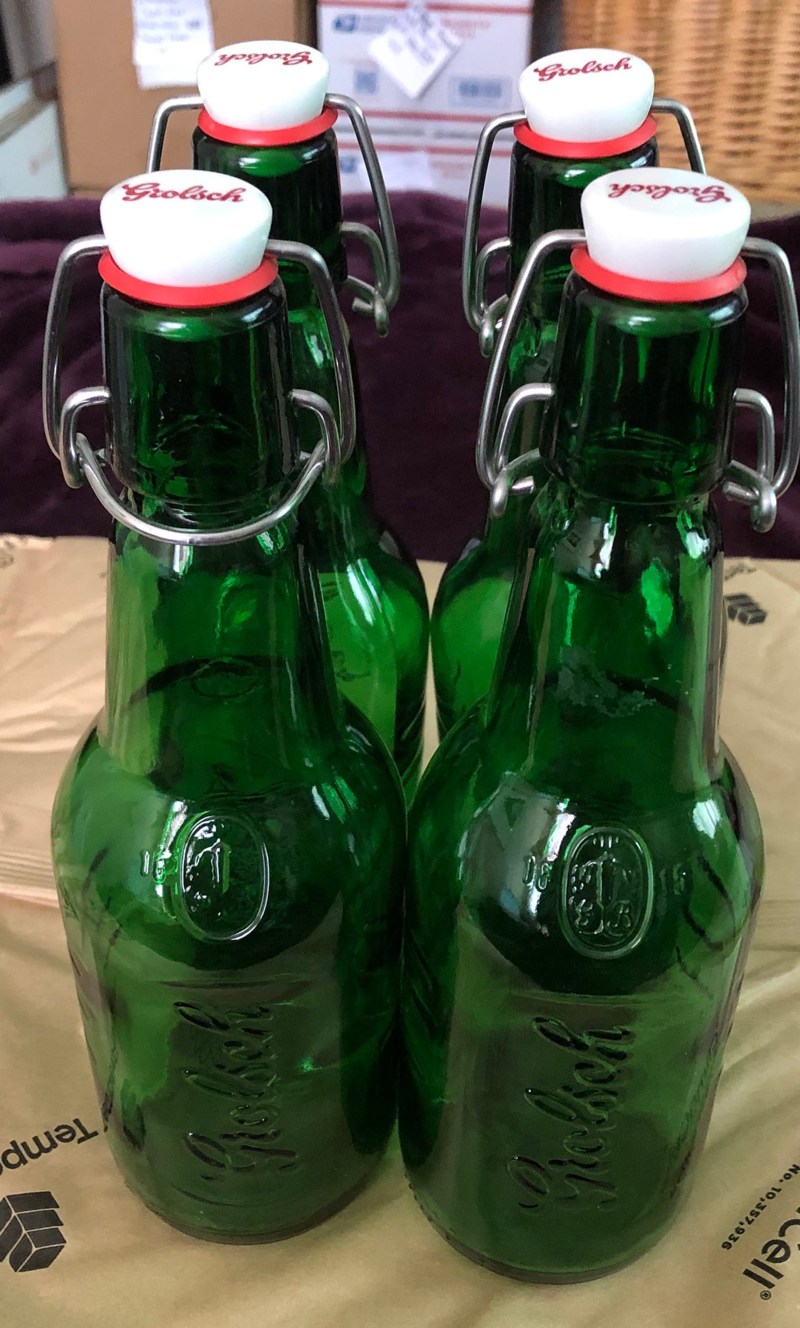Vintage Embossed Grolsch Emerald Green Glass Beer Bottles Set Etsy
