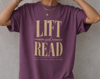Lift and Read Shirt, Book Lover Gym Tee, Train the Body Renew the Mind, Reading and Weightlifting T-Shirt, Comfort Colors Bookish Fitness