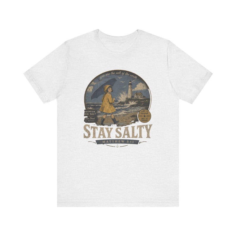 Stay Salty Matthew 5:13 Shirt, Vintage Christian T-Shirt, Coastal Faith Tee, Funny Religious Shirt, Salt of the Earth, Beach Jesus Gift Tee image 5
