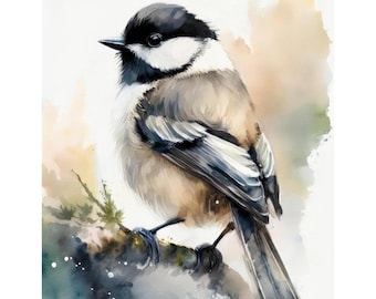 Punto croce Chickadee acquerello