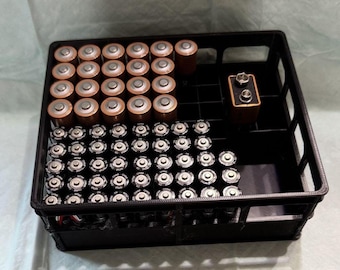 Battery Storage Crate: AA AAA 9V Organizer