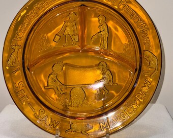 Vintage Tiara Amber Gold Childs Plate