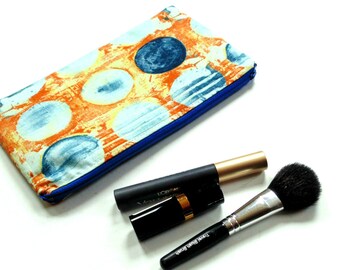 Cosmetic bag, zipper pouch, cotton fabric makeup case, diaper bag organizer, women teen, ouch pouch, pencil case