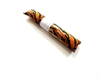 Catnip kicker stick cat toy made of tiger printed cotton