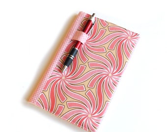 Small notebook journal with fabric binder cover, lined paper pad included