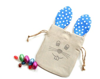 Easter bunny gift bag, ecofriendly pouch, Kids birthday party favor bag