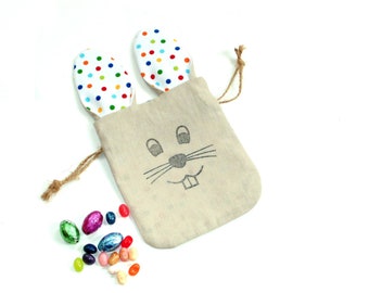 Easter bunny rabbit gift bag for kids, bunny rabbit birthday party favor pouch