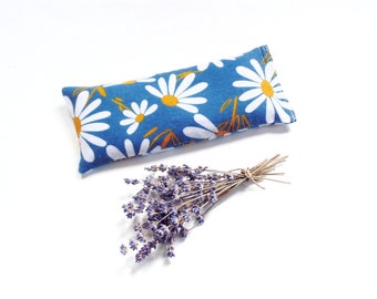 Weighted lavender eye pillow, microwave heating pad, soft flannel daisy fabric, gift for mom