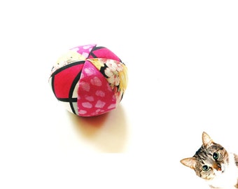 Catnip ball cat toy, patchwork cotton fabric playtime