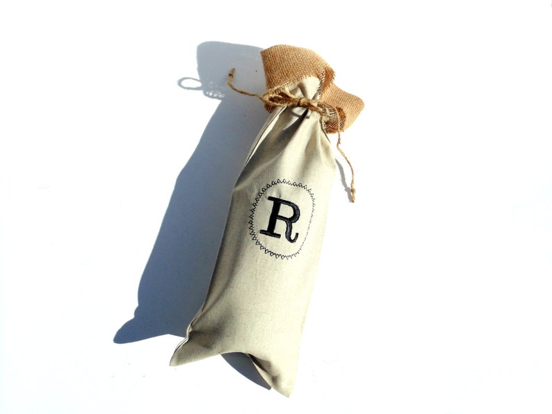 Wine bottle bag custom monogrammed in the hoop embroidered Etsy