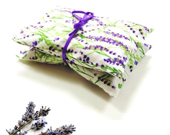 Organic French Lavender Sachets Set, Botanical Print