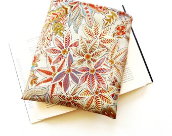 Floral book sleeve in two sizes, large for hardcover books, small size for paperbacks