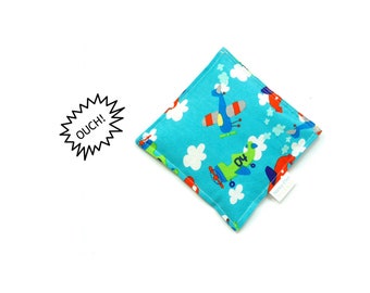 Hot Cold pack for kids boo boo, rice bag, freezer microwave heat pad, Airplane fabric