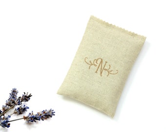 Lavender sachet Personalized gift, drawer freshener with embroidered letter initial