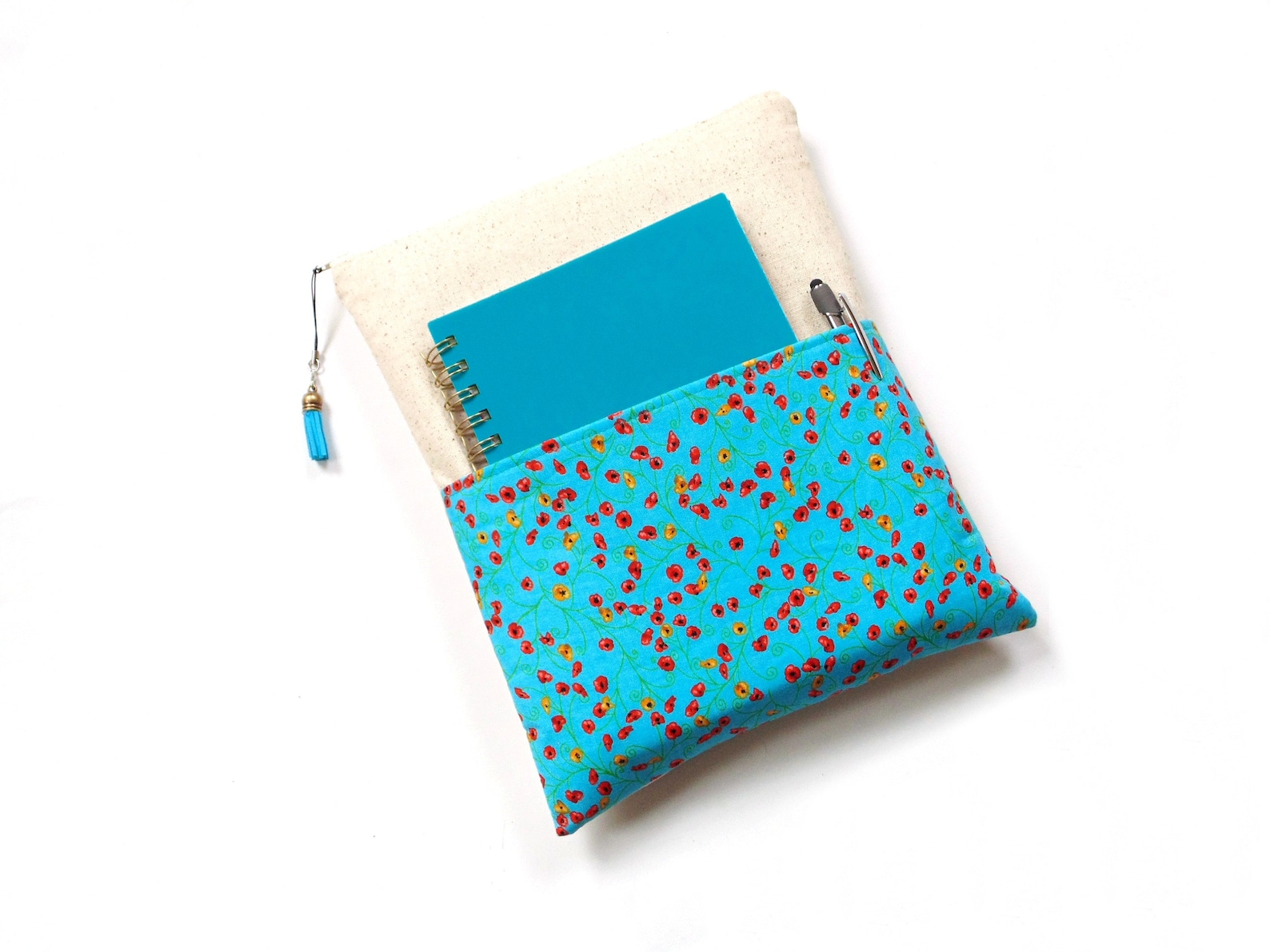 Large padded zipper pouch book sleeve hardcover paperbacks Etsy