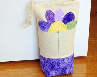 Flower doorstop, housewarming gift, appliqued Spring flower