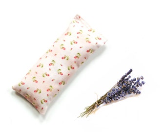 Lavender flaxseed eye pillow, microwavable rice bag, heating pad, mini roses soft flannel fabric