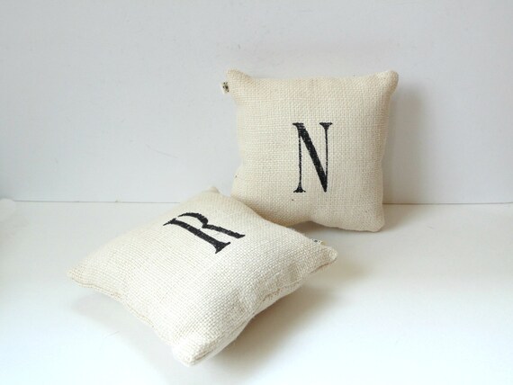Small Burlap Pillow Accent Custom Letter Initial Etsy