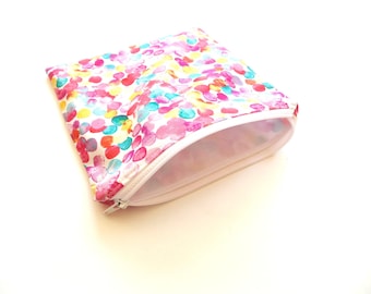 Small reusable food safe bag with waterproof lining, ecofriendly zipper pouch