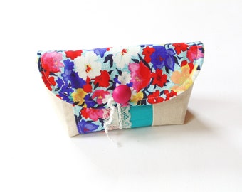 Small cotton linen pouch for cosmetics or small essentials