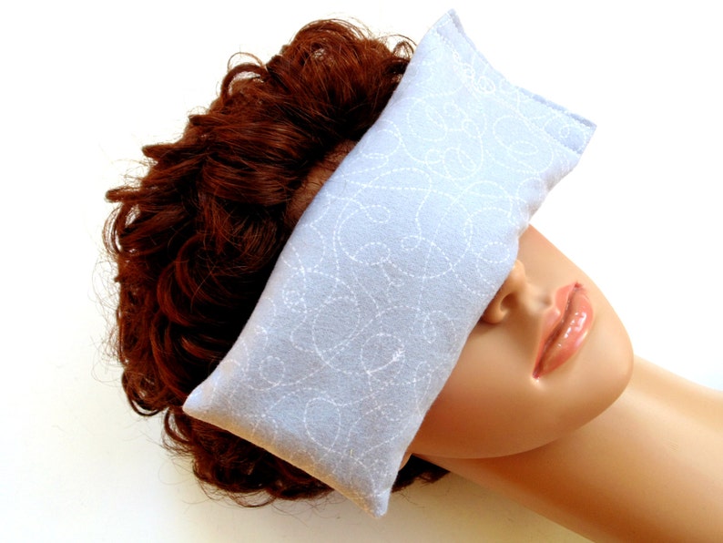 Lavender flaxseed eye pillow, soft flannel microwavable heating pad, cold compress image 2