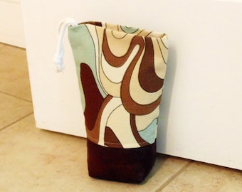 Unfilled doorstop, earthtone fabric door wedge, mint green & brown, modern country home