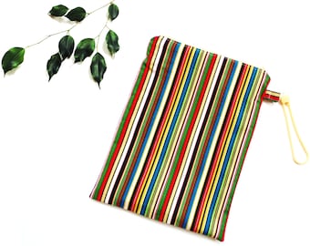 Striped Wet Bag, Waterproof Zipper Pouch with Wristlet 9x12