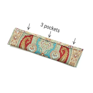 Three pocket purse organizer insert, paisley linen