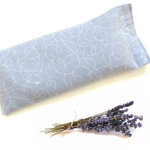 Lavender flaxseed eye pillow, soft flannel microwavable heating pad, cold compress image 1