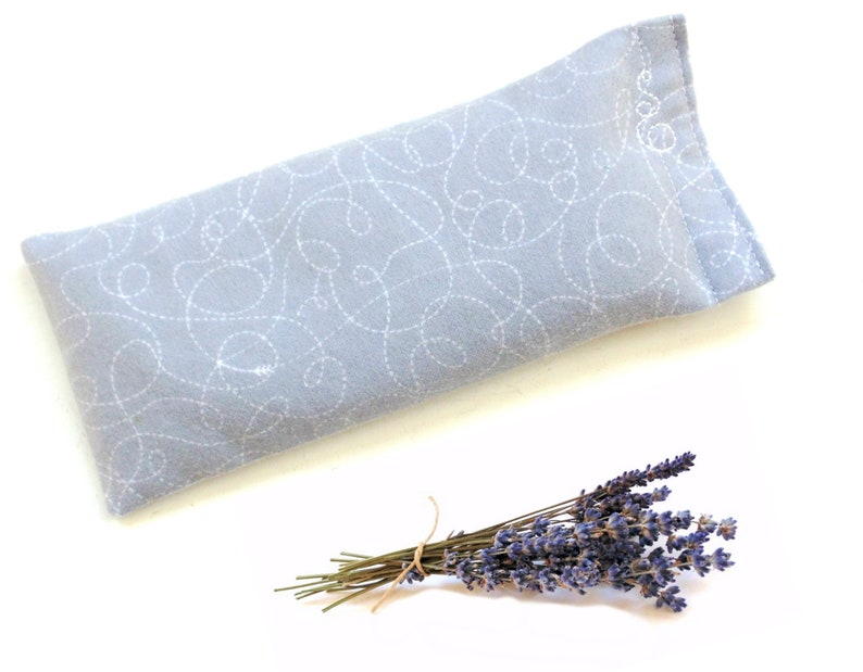 Lavender flaxseed eye pillow, soft flannel microwavable heating pad, cold compress image 1