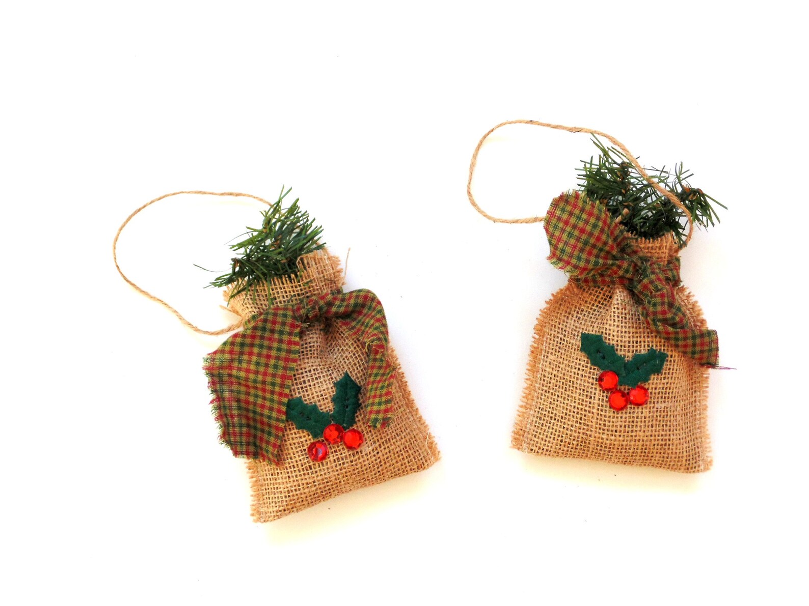 Christmas ornament pine scented sachet made of burlap and Etsy