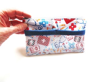 Zipper pouch, wet bag with waterproof lining for medical supplies, cosmetics