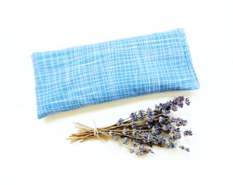 Lavender eye pillow weighted with flaxseed and rice, microwavable heating pad