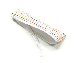 Reusable drinking straw and zipper pouch, long pencil case, waterproof lining