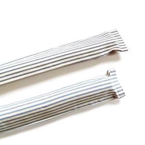 Door snake unfilled, blue cream heavy weight fabric, extra-long custom length