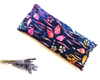 Eye pillow, organic French lavender microwave heat pad or freezer cool comfort, batik cotton