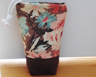 Floral linen doorstop, unfilled door wedge with top zipper, easy filling