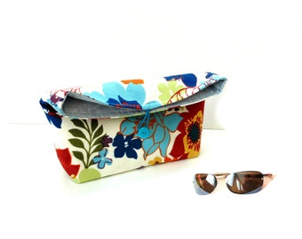 Clutch bag fold over purse, bright floral colors