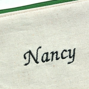 Custom change purse, personalized zipper pouch, embroidered with initial or name image 3