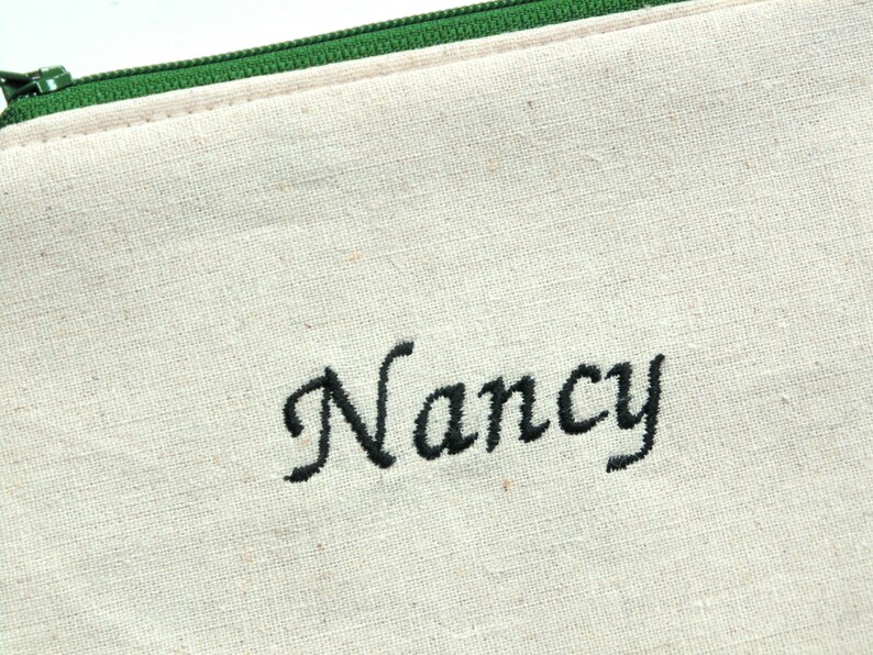 Custom change purse, personalized zipper pouch, embroidered with initial or name image 3